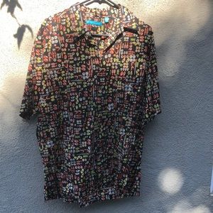 Tori Richard Sushi Themed Button Down Shirt Shorts Sleeve Men’s L